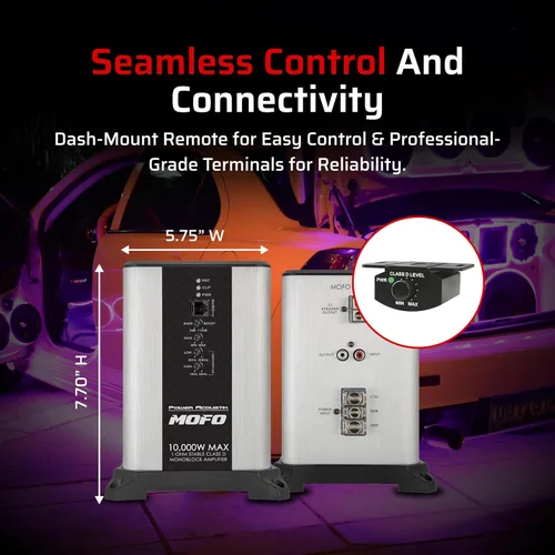 Vista 5 de Power Acoustik Amplificador monobloque clase D – Amplificador de subwoofer mono de 10,000 vatios para audio de coche, compacto y elegante