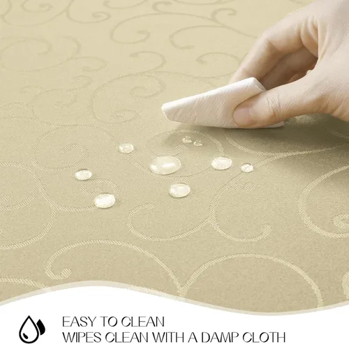 Vista 3 de Romanstile Mantel Rectangular de Jacquard, Mantel de Mesa Impermeable Elegante con Patrón Floral Rizado de Damasco, Cubierta de Mesa Decorativa