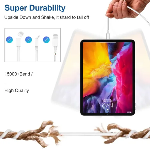 Vista 3 de Bloque de carga para iPhone 15, enchufe de carga rápida USB C de 20 W/cable tipo C a C de 6 pies largo para Apple iPhone 15 Plus/15 Pro Max, iPad