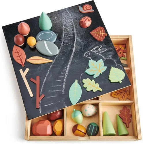 Vista 2 de Tender Leaf Toys My Forest Floor - Bandeja de madera abierta para Tinker con compartimentos extraíbles, juguete Montessori para juegos imaginativos