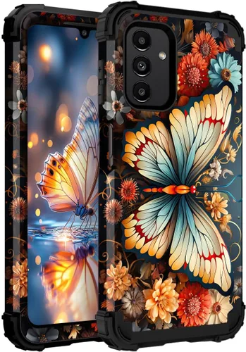 Vista 47 de Hocase Funda para Galaxy A13 5G, resistente a los golpes, protección de goma de silicona suave, funda protectora híbrida de plástico duro