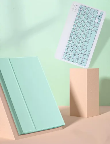Vista 5 de Teclado a color para Samsung Galaxy Tab S9+ 12.4 pulgadas, lindo teclado inalámbrico desmontable extraíble Bluetooth, púrpura