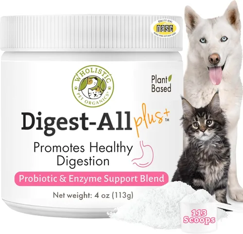 Vista 10 de Wholistic Pet Organics Probióticos diarios para gatos y perros para la salud digestiva, antidiarrea y apoyo intestinal, probióticos para perros