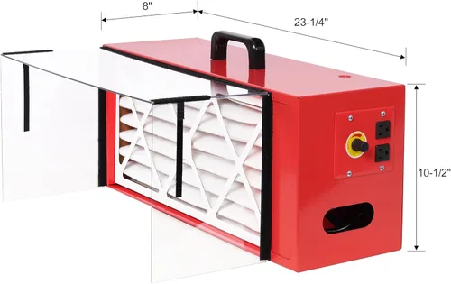 Vista 2 de LuckyNote Colector de polvo portátil de mesa, flujo de aire máximo de 725 CFM; cada ventilador funciona con un motor de velocidad variable de 110 V