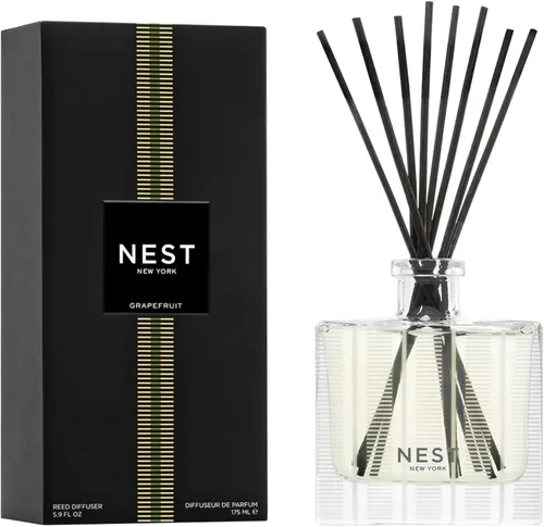 Vista 6 de NEST New York Difusor de cañas, limón y menta Amalfi – 5.9 onzas líquidas – Fragancia para hasta 90 días – Soporte de vidrio reutilizable