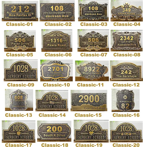 Vista 9 de Placa personalizada de dirección de casa de 12 pulgadas, números fundidos para exteriores, placa de señal de dirección personalizada con nombre