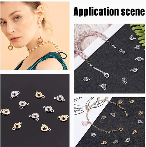 Vista 5 de UNICRAFTALE 12 juegos de 2 colores de cierre de botón de acero inoxidable con 2 agujeros, cierre de cierre, cierre de joyería para hacer collares