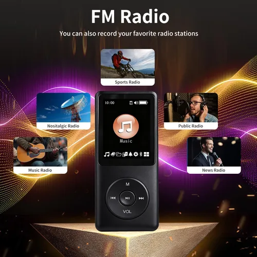 Vista 7 de 128GB MP3 Player,with Bluetooth 5.2, Music Player with Built-in HD Speaker, HiFi Sound, E-Book, Earphones Included，Voice Recorder