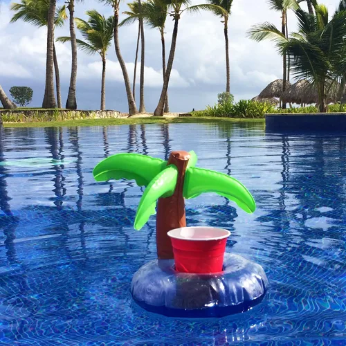 Vista 6 de GoFloats Inflatable Pool and Hot Tub Drink Holders (3 Pack) (Choose - Unicorn, Flamingo, Palm Tree and More)