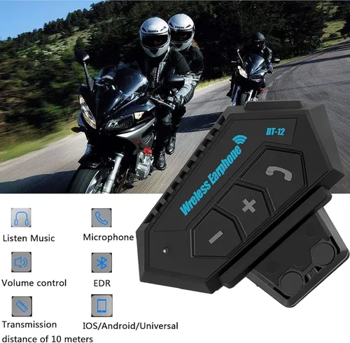 Vista 5 de Auriculares para Casco de Motocicleta Headset Estéreo Bluetooth Auriculares Inalámbricos Manos Libres Micrófono Auriculares Reproductor de Música