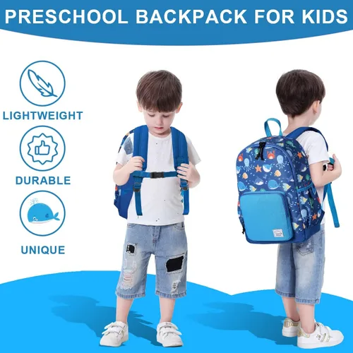 Vista 6 de VASCHY - Mochila preescolar para niños y niñas, liviana, resistente al agua, con correa en el pecho
