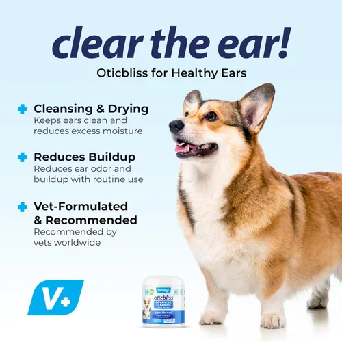 Vista 8 de Vetnique Labs Oticbliss Vet-Strength Ear Drops with MicroSilver BG and Oticbliss Advanced Cleaning Wipes (100 Count) Bundle Advanced Ear Conditions