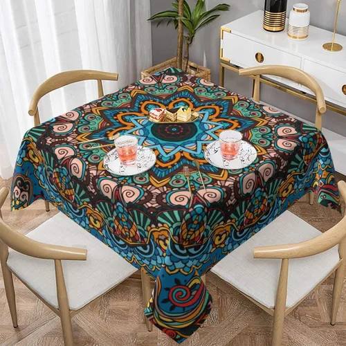 Vista 9 de YETTA YANG Paño de Mesa Redondo de Dulce de Chupachups Gótico en Negro y Blanco de 60 Pulgadas, Cubierta de Mesa Decorativa de Tela para Mesas