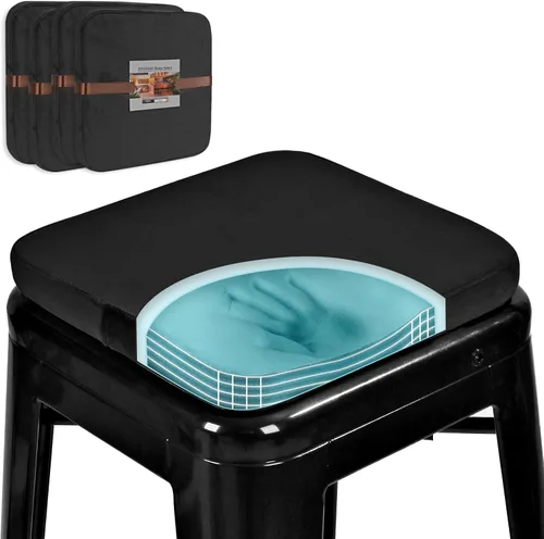 Vista 13 de SINOSSO Juego de 2 cojines de metal con espuma viscoelástica magnética para taburete, cojines de lujo de terciopelo para bar y cafetería, apilables