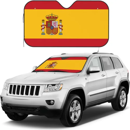 Vista 3 de Parasol plegable para parabrisas de coche con bandera de España, bloquea el calor y los rayos UV