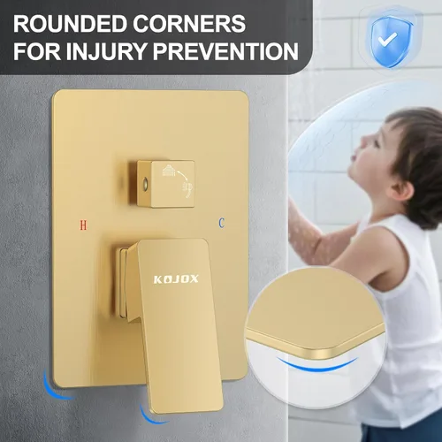 Vista 4 de KOJOX Sistema de Ducha de Baño de Lujo Cabezal de Ducha de Lluvia de 10 Pulgadas con Ducha de Mano Mezcladora Juego Combinado de Ducha Montado