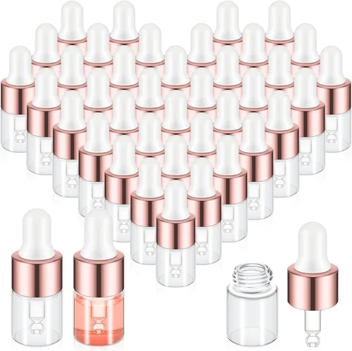 Vista 27 de Didaey 200 piezas mini botellas de vidrio con gotero de aceite a granel, botellas vacías pequeñas esenciales transparentes, recipientes de muestra
