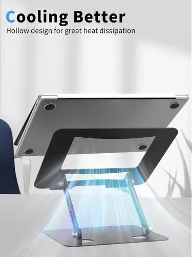 Vista 3 de SOUNDANCE Soporte para computadora portátil con base pesada estable, altura ajustable multiángulo, soporte ergonómico de metal elevador, elevador