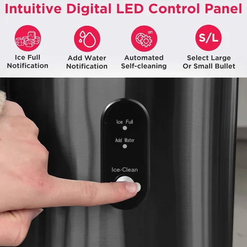 Vista 6 de Frigidaire EFIC103 - Máquina de Hielo, Resistente, 26 libras de Hielo por Día, Acero Inoxidable Negro