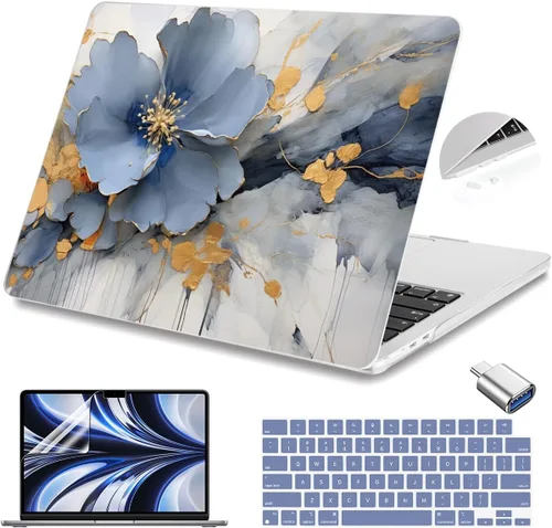 Vista 22 de Teryeefi Funda rígida para MacBook Air M3, M2, M4, MacBook Air de 13 pulgadas 2025, 2024, 2023, 2022, versión A3240, A3113, A2681, carcasa rígida