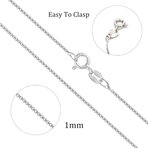 Vista 5 de Matoa Box Chain Sterling SilverSolid Gold 1MM, 925 Sterling Silver Chain Necklace for Women, Delicate Italian Box Chain Necklace, Thin Sterling