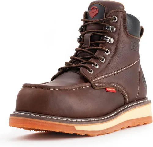 Vista 9 de SUREWAY 6” Mens Heavy Duty Soft/Composite/Steel Toe Work Boots for Men,Comfortable & Durable,GoodyearWelt,Full Grain Leather,Oil/Slip
