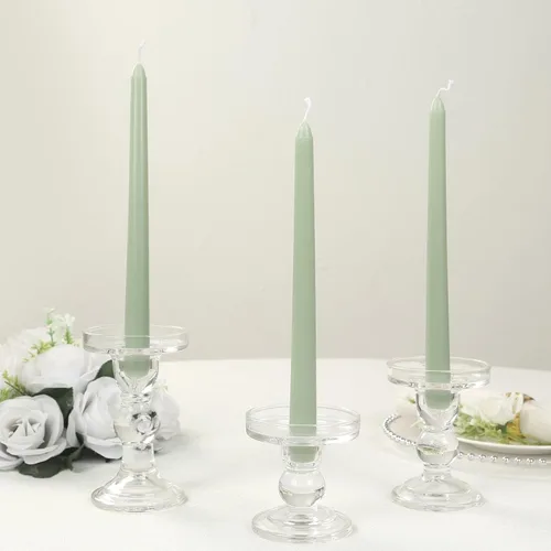 Vista 8 de Efavormart - Paquete de 10 velas cónicas de 12 pulgadas, diseño de cera premium, color blanco, velas sin perfume para entornos elegantes