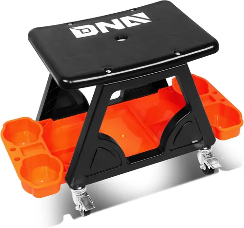 Vista 10 de DNA Motoring TOOLS-00198 - Taburete de asiento de rodillo mecánico de altura ajustable con cojín acolchado, cajón de almacenamiento de herramientas