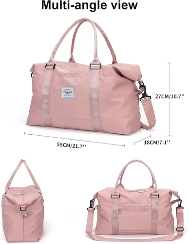 Vista 8 de HYC00 Bolsa de viaje para gimnasio bolsa de hombro para fin de semana para mujer