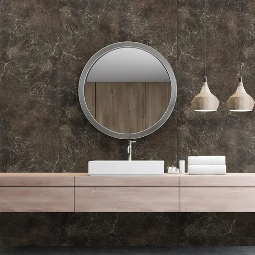 Vista 4 de VaryStyle 20 azulejos de pared de mármol marrón para despegar y pegar, azulejos de vinilo de 12 x 12 pulgadas, azulejos de baño impermeables
