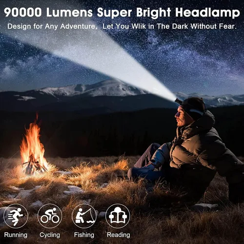 Vista 10 de Faro recargable LED ajustable 90000 LM Zoom para acampar al aire libre