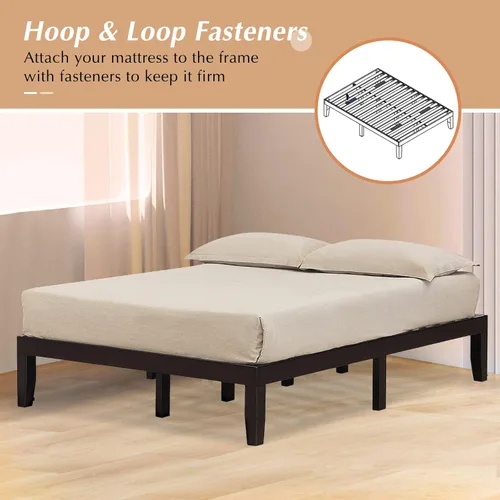 Vista 80 de COSTWAY Marco de cama de plataforma tamaño King, base de colchón de madera de goma maciza de 14 pulgadas con soporte de listones resistentes, marco