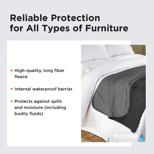 Vista 3 de Manta 100 % impermeable, sedosa, suave,para perros, gatos y personas, S, Negro/Carbón