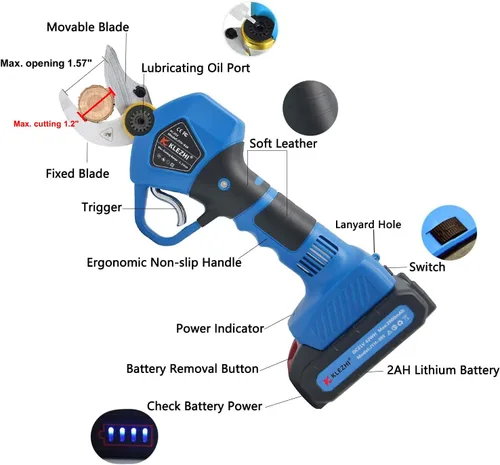 Vista 3 de Electric Pruning Shears 1inch Cutting Diameter, 16.8V Professional Cordless Battery Powered Tree Branch Pruner with 2000mAh Batteries for Branch