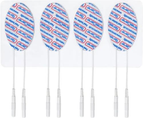 TensCare Almohadillas de repuesto ovaladas TENS de 1 x 2 pulgadas, 1 paquete de 4 electrodos, almohadillas reutilizables sin látex de 0.079 in para