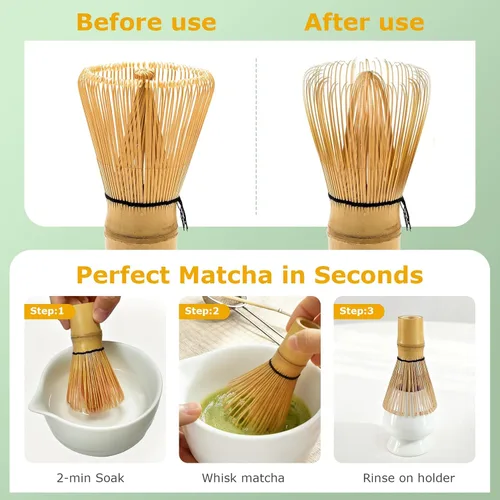 Vista 5 de Batidor Matcha Batidor de bambú tradicional Chasen Wisk para ceremonia de té japonesa