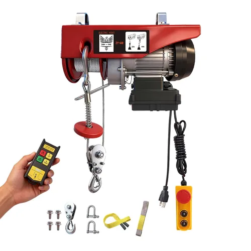 Polipasto eléctrico, cabrestante eléctrico de 110 V de 440 libras con control remoto inalámbrico de 328 pies y cable de 14 pies, eslingas