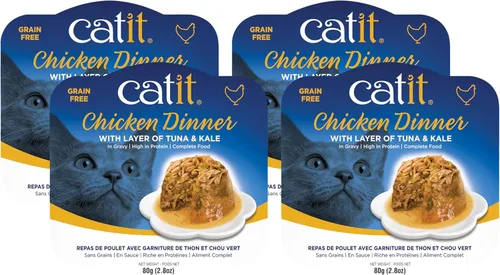 Vista 12 de Catit Cena de pollo con atún y col rizada: comida húmeda hidratante y saludable para gatos de todas las edades