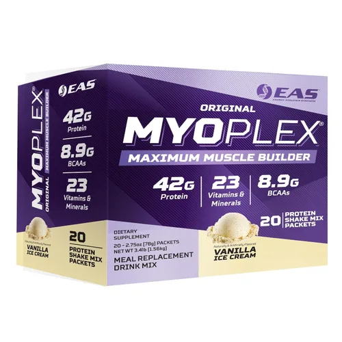 Vista 10 de EAS Original Myoplex Maximum Muscle Builder, mezcla de proteínas de reemplazo de comidas, mezcla de proteínas de calidad, 1.48 oz de proteína, 20