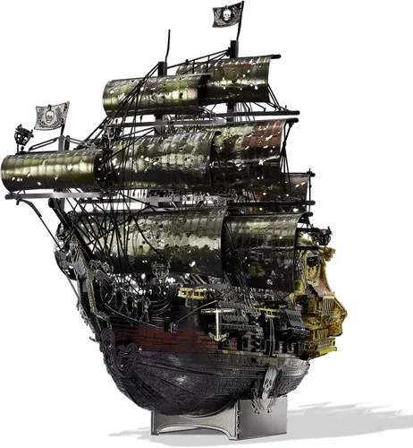 Vista 13 de Piececool - Rompecabezas 3D de metal para adultos, kits de modelo de barco pirata Black Pearl con herramientas de bricolaje, kit de construcción