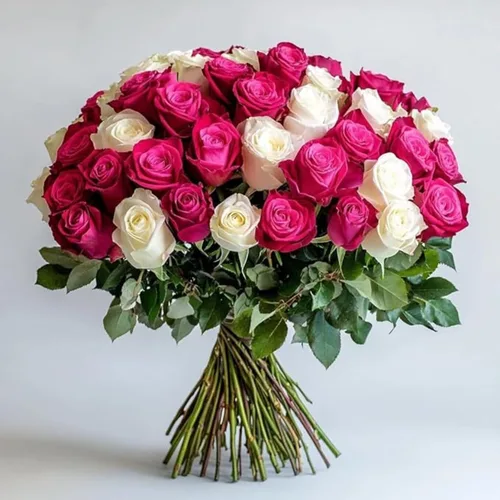 GlobalRose Ramo de 50 Rosas Frescas Cortadas Surtidas - Rosas de Origen Responsable Flores Frescas - Ramo de Flores Frescas para Bodas,