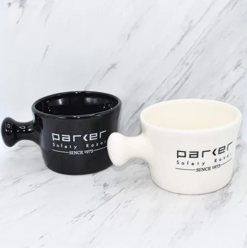 Vista 4 de Parker - Taza de afeitado de gres de lujo para usar con jabones de afeitar de hasta 3 pulgadas y cremas de afeitado espumantes, hecha a mano
