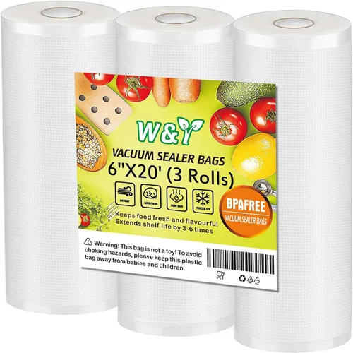 Vista 10 de W&Y W&Y 100 bolsas selladoras al vacío de una capa (6"x10" cuarto de galón) – Pre-separadas, grado comercial, libres de BPA para almacenamiento