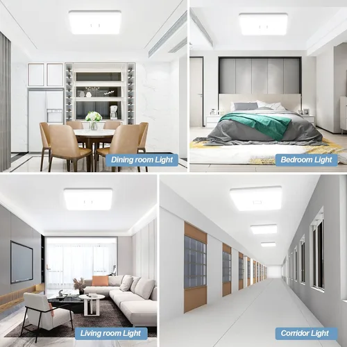 Vista 2 de Lámpara de techo LED de montaje empotrado, 2 unidades de 24 W, 2050 lm, luces de techo cuadradas de 5000 K, luz diurna de 12.6 pulgadas, lámpara