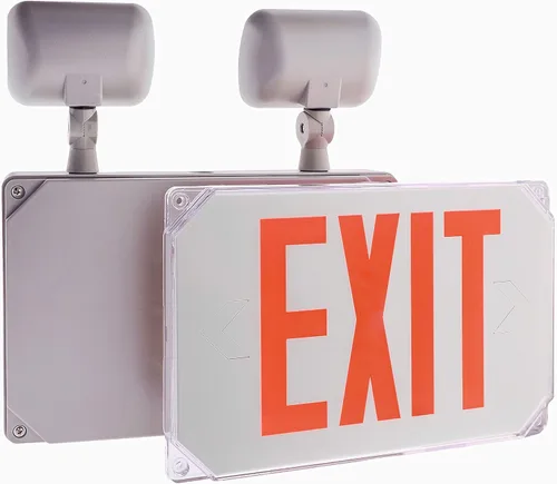 Vista 3 de Wet Location - Luz de emergencia LED para exteriores, resistente a la intemperie, con batería de respaldo, doble cara, CA 120 V/277 V, certificado