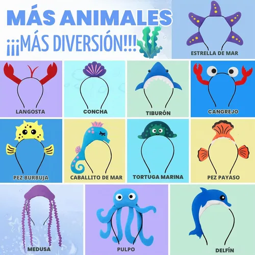 Vista 7 de CiyvoLyeen 12 diademas de peces de animales marinos para fiesta de Océano