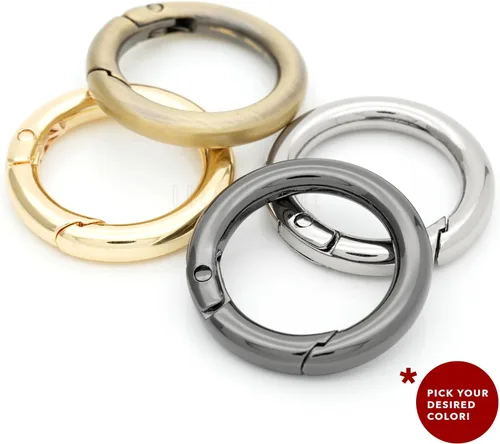 Vista 6 de CRAFTMEMORE 2 anillos tóricos de 1 1/2 pulgadas, clip de resorte, apertura de resorte, mosquetón con cierre redondo, hebilla para monedero, hardware