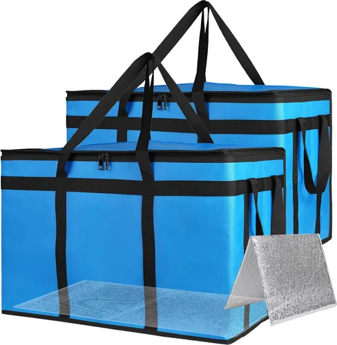 Vista 14 de Bodaon Paquete de 2 bolsas aisladas para entrega de alimentos, XXXL para compras de comestibles/catering/pizza, bolsa de entrega de viaje