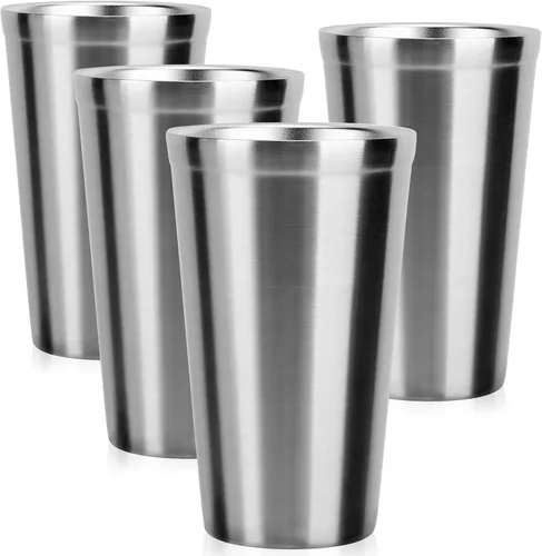 Vista 10 de Beasea Mini vasos de acero inoxidable, juego de 4 vasos de metal de 6 onzas, apilables de acero inoxidable 304, vasos de doble pared con aislamiento