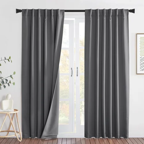 Vista 25 de NICETOWN Cortinas opacas para ventanas de sombreado completo, súper resistentes, con forro absorbente de ruido, para dormitorio, tratamiento
